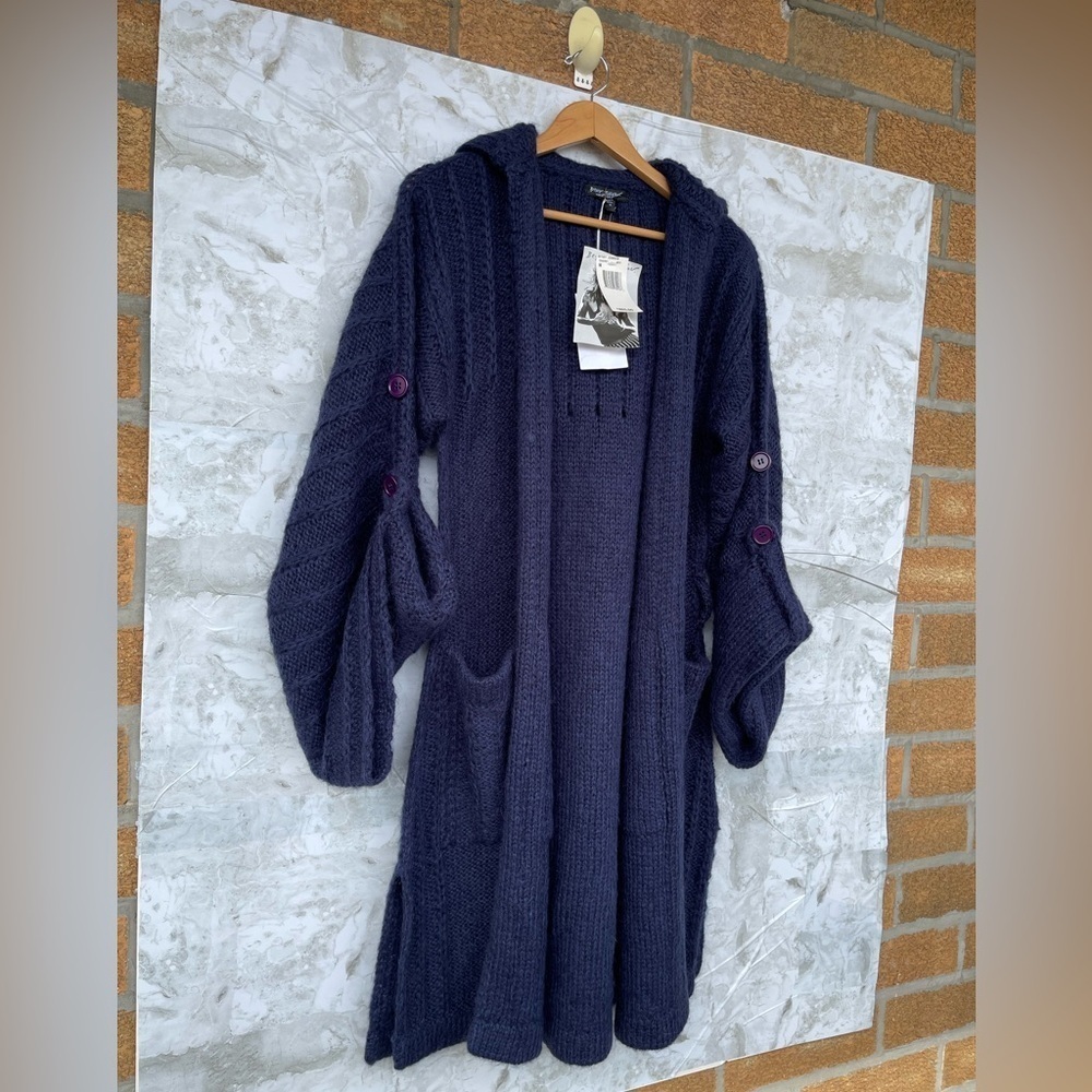 Rare Vintage Betsey Johnson New York Black Label Mohair Wool Hooded coatigan - Picture 3 of 17